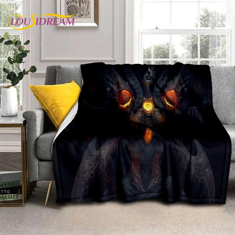Diablo 3D Retro Game Gamer Zachte Flanellen Deken voor Bedden Slaapkamer Bank Picknick, Plaid Deken voor Afdekking Buiten Vrije Tijd Dutje Cadeau