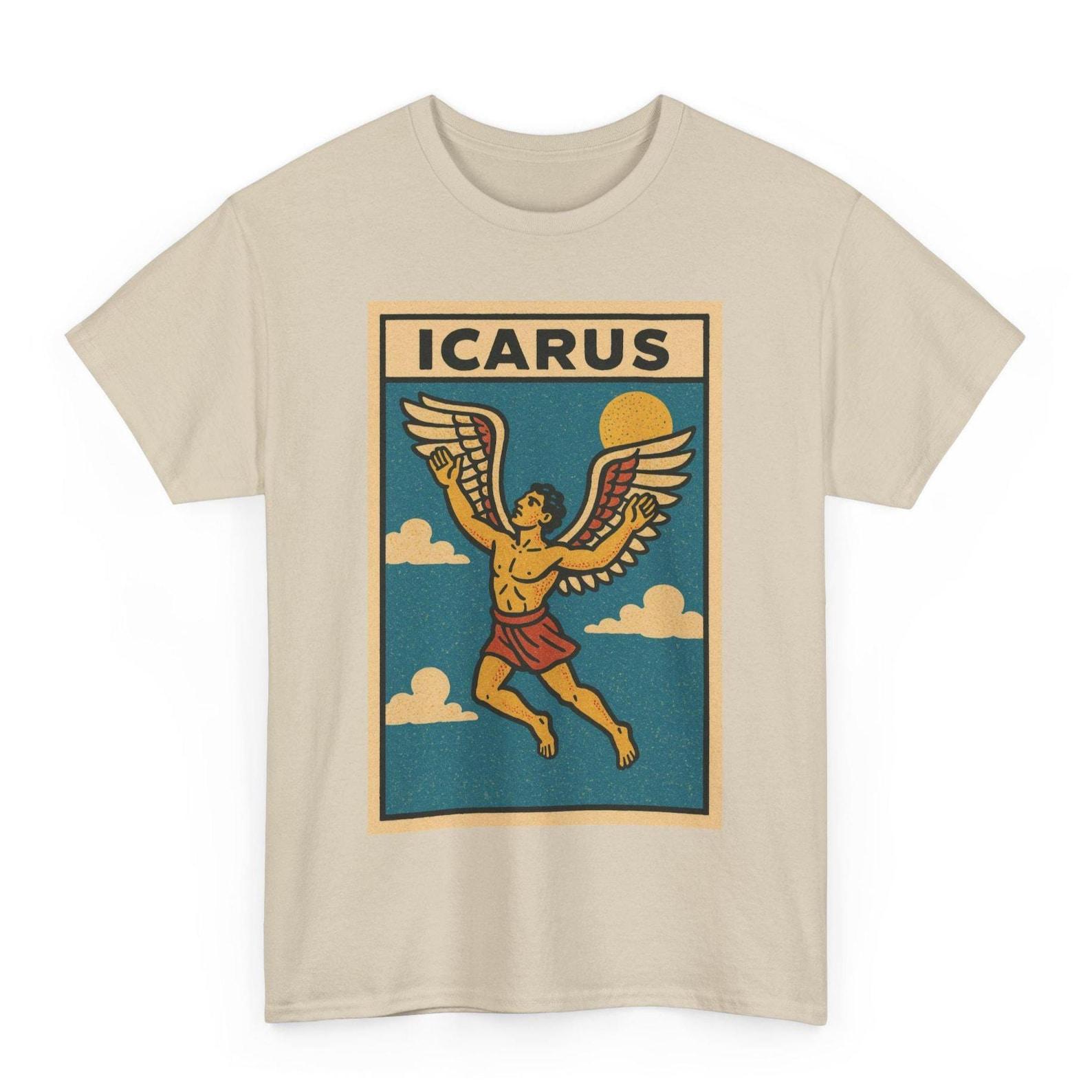 Icarus Retro Comic T-Shirt: Greek Mythology Graphic Tee S