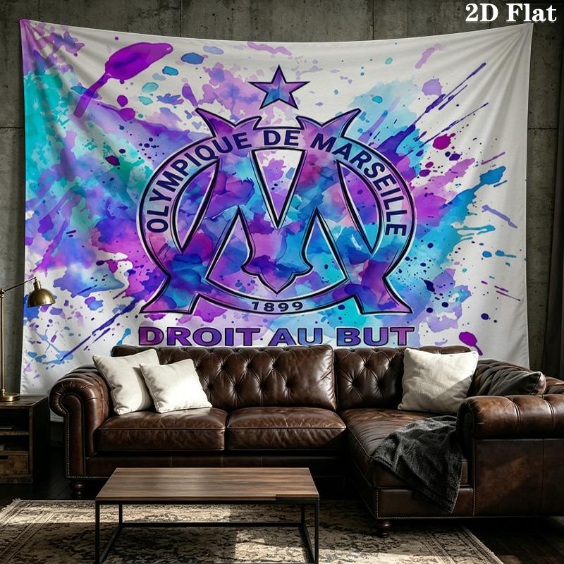Custom Name Olympique De Marseille Printed Tapestry – Wall Hanging for Bedrooms, Dorms, and Home Decor