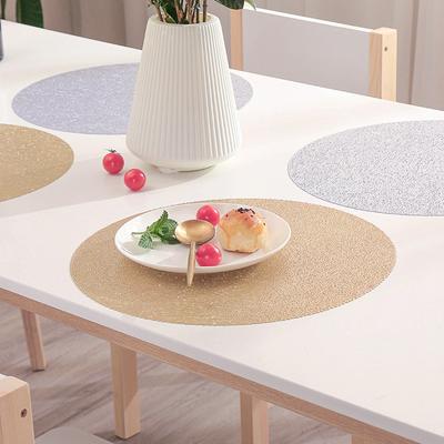 38cm Kulatá PVC Stříbrná Zlatá Podložka na Stůl Kuchyňská Jídelní Podložka Izolační Podložka INS Severská Svatba Party Dekorace