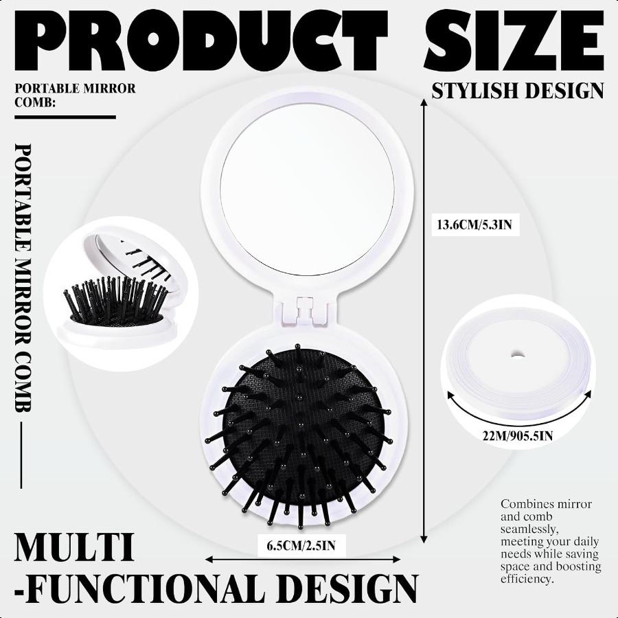 

12 шт. Волейбольные подарки для команды Оптом Волейбольное компактное зеркало-расческа с лентами для девочек-подростков Волейбольные подарки Мини-тревел United States
