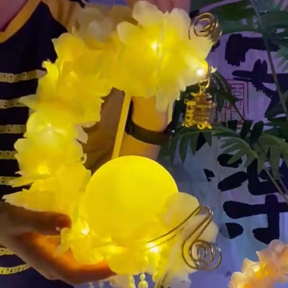 Vintage DIY Material Bag Children's Rabbit Lantern Moon Handmade Lotus Flower Lanterns Blessings Glowing Bunny Handmade Lamp Toy