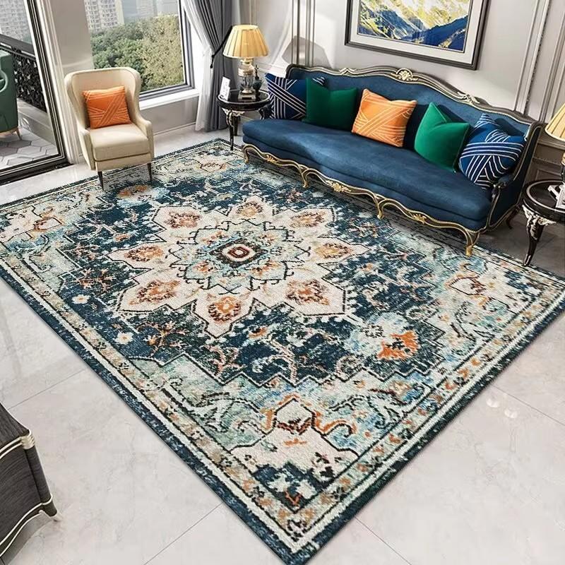 Retro Persian Ethnic Carpets Turkish Rugs for Living Room Bedside Bedroom Vintage Floor Mats Entrance Doormat Carpet Large Rug