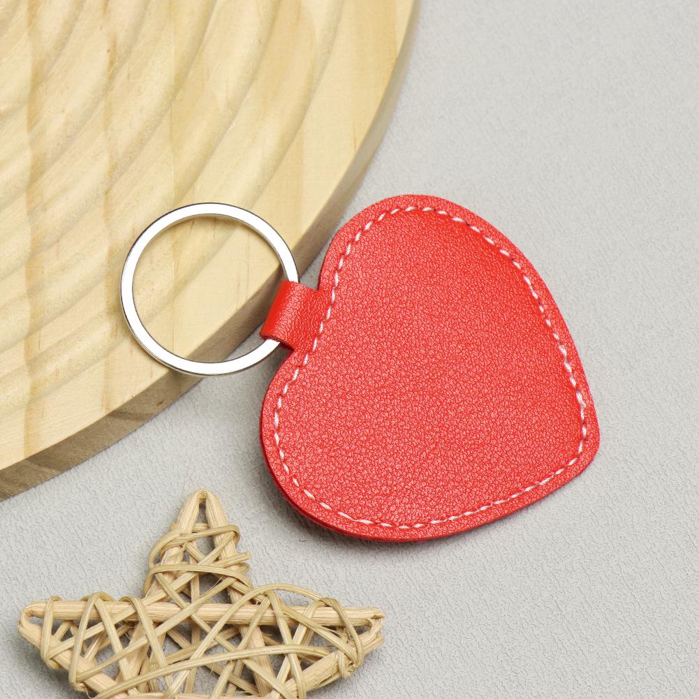 Heart-Shaped PU Leather Keychain: DIY Creative Love Pendant in Red