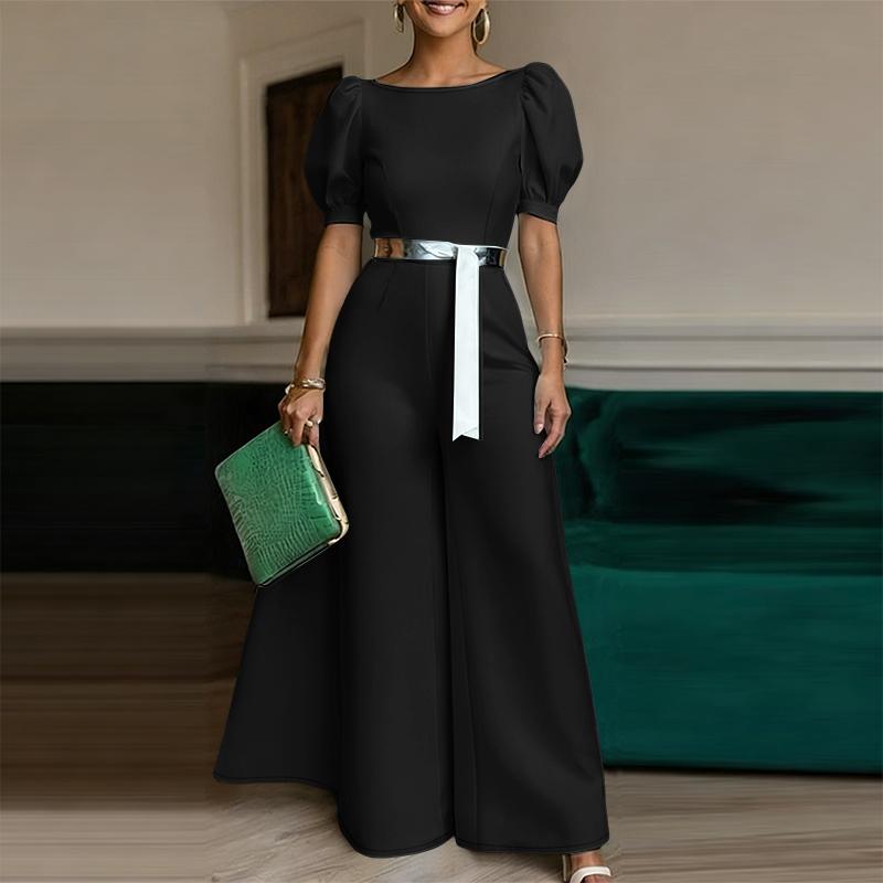 ZANZEA Women Casual Round Neck Short Sleeve Wide Leg Jumpsuits S