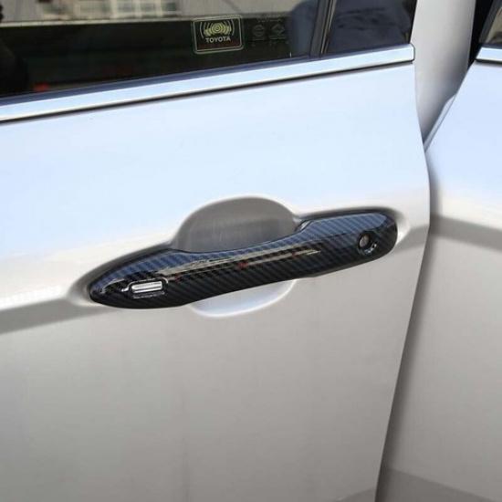 Carbon Fiber/Chrome Car Door Handle Cover Trim For Toyota Corolla Cross Camry