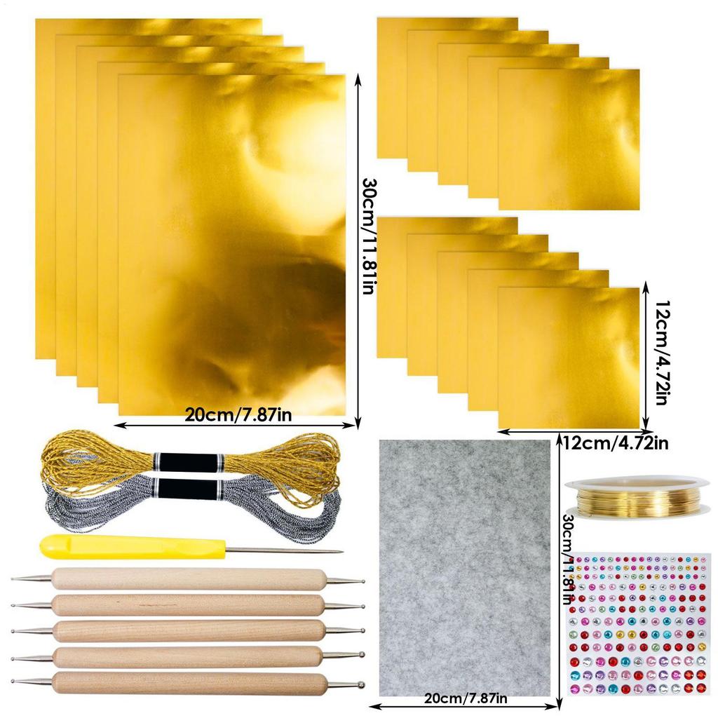 Foil Sheets Art Kit Handmade Gold And Silver Foil Paper Craft Kit Christmas Ornament Making Kit For Art Painting And Engraving