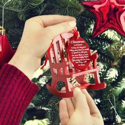 Christmas Mini Wooden Rocking Chair Ornament with Meaningful Tag Sign In Heaven Memorial Home Decor for Desktop