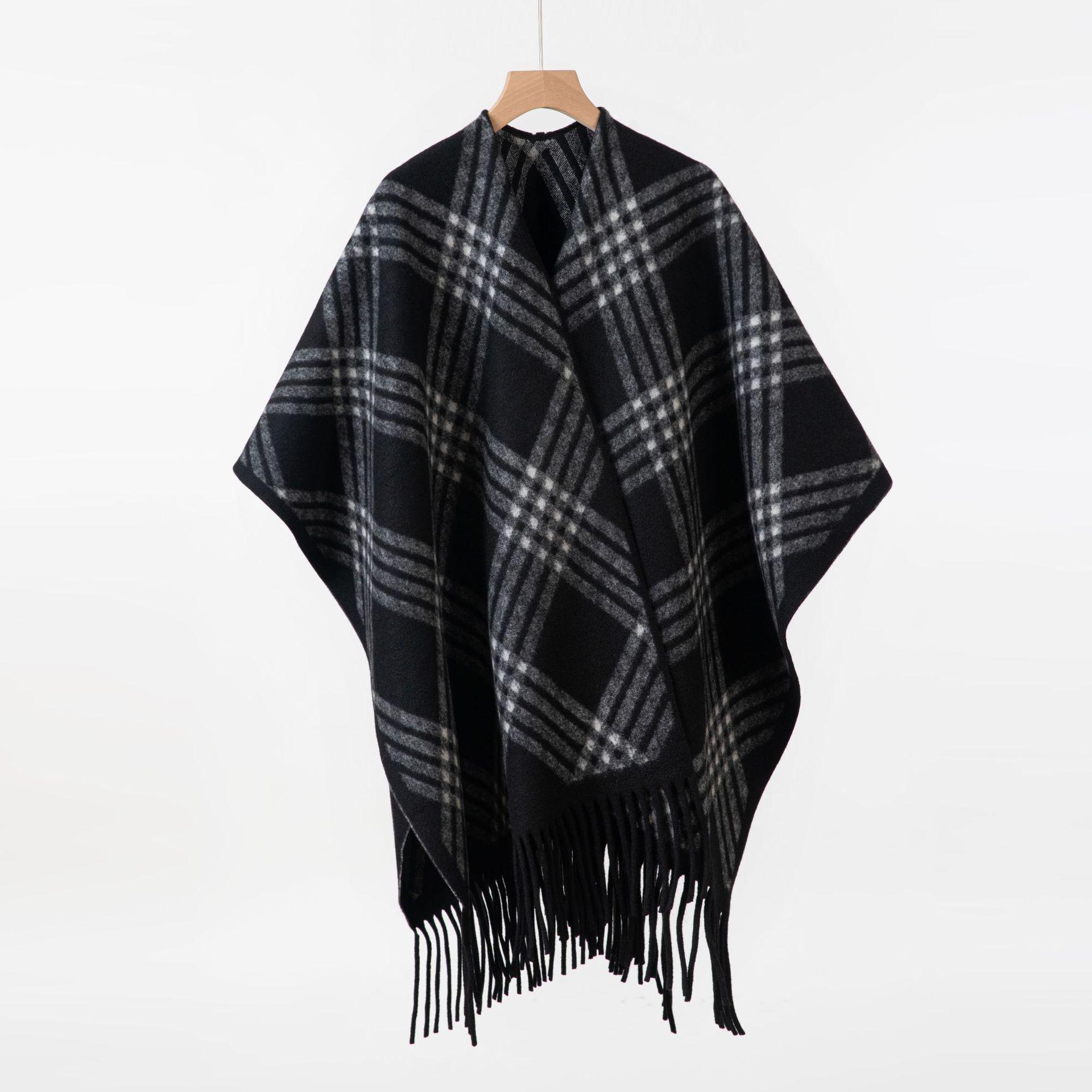 Luxury Brand European & American Style Large Cape Shawl - Warm Imitation Cashmere Scarf