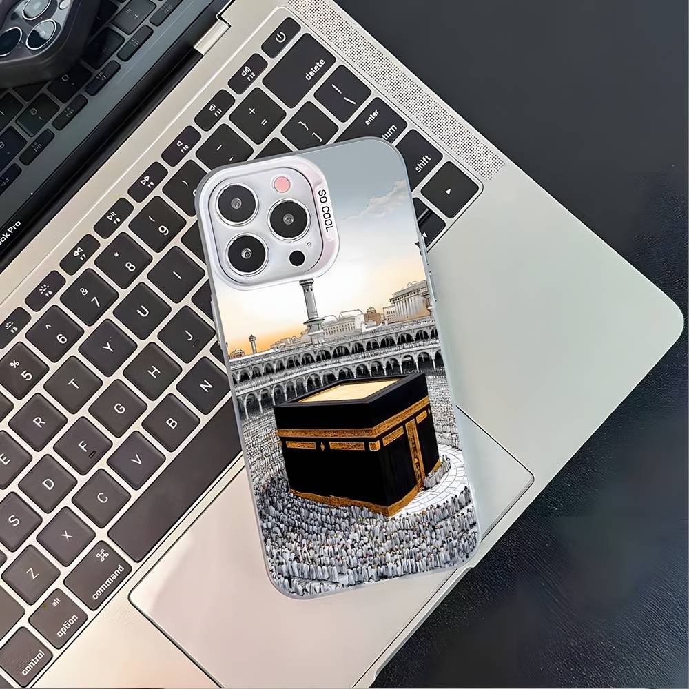 Moslimský a Kaaba Pouzdro na telefon Pro iPhone 17,16,15,14,13,12,11,Pro,XS,Max,Plus,Mini,SE4,E Bílé Matné Nárazuvzdorné Kryt