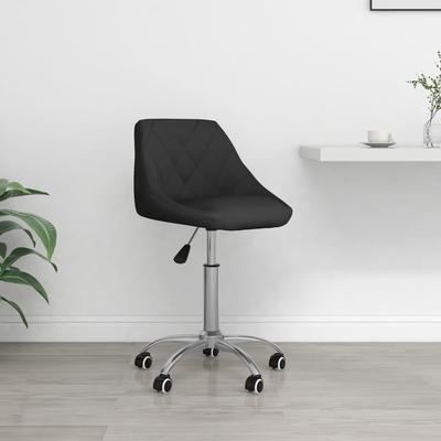 Vidaxl Swivel Office Chair, Black, Upholstered with Faux Leather