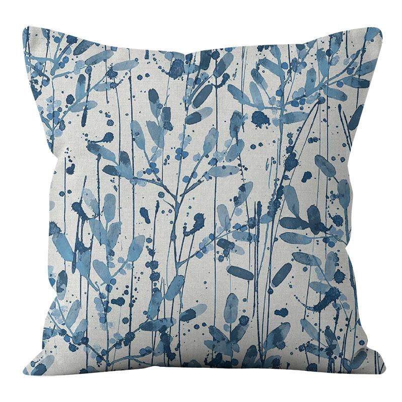 American Blue Retro Cotton Linen Single-sided Pillow Case Sofa Living Room Bedroom Cushion Pillow Home Waist Pillow