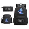 Large Capacity Schoolbag with Shoulder Strap; Student Three-piece Pencil Case Set