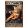 Vintage Whimsical Kattenvrouw Metalen Wanddecoratie Blikbord - Verweerde Afwerking, Engelse Citaat, IJzeren Constructie, Wandmontage,