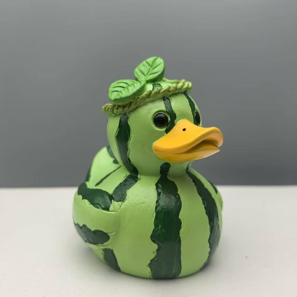 Cartoon Watermelon Duck Statue Decorative Duck Ornament Dragon Fruit Duck Figurine  Office Decor