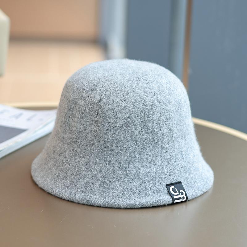 New autumn and winter wool woolen fisherman's hat children's fashionable versatile face small plain bucket hat