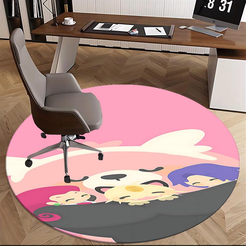 Kpop girls Charming Cartoon Chair Mat - Round Carpet for Home Decor, Office Use, Bedroom & Living Room Gift0504b