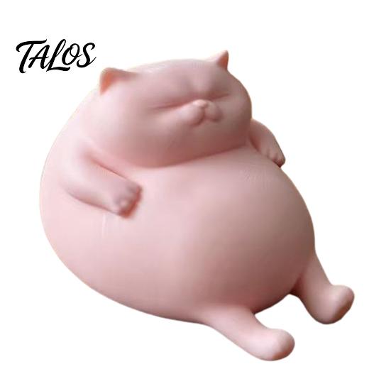 Cute Room Decor Aesthetic 3D Printed Fat Cat Figurine, Lazy Statue, Desktop Gadgets for Stress Relief Minimalist Tabletop Ornament Office Desk