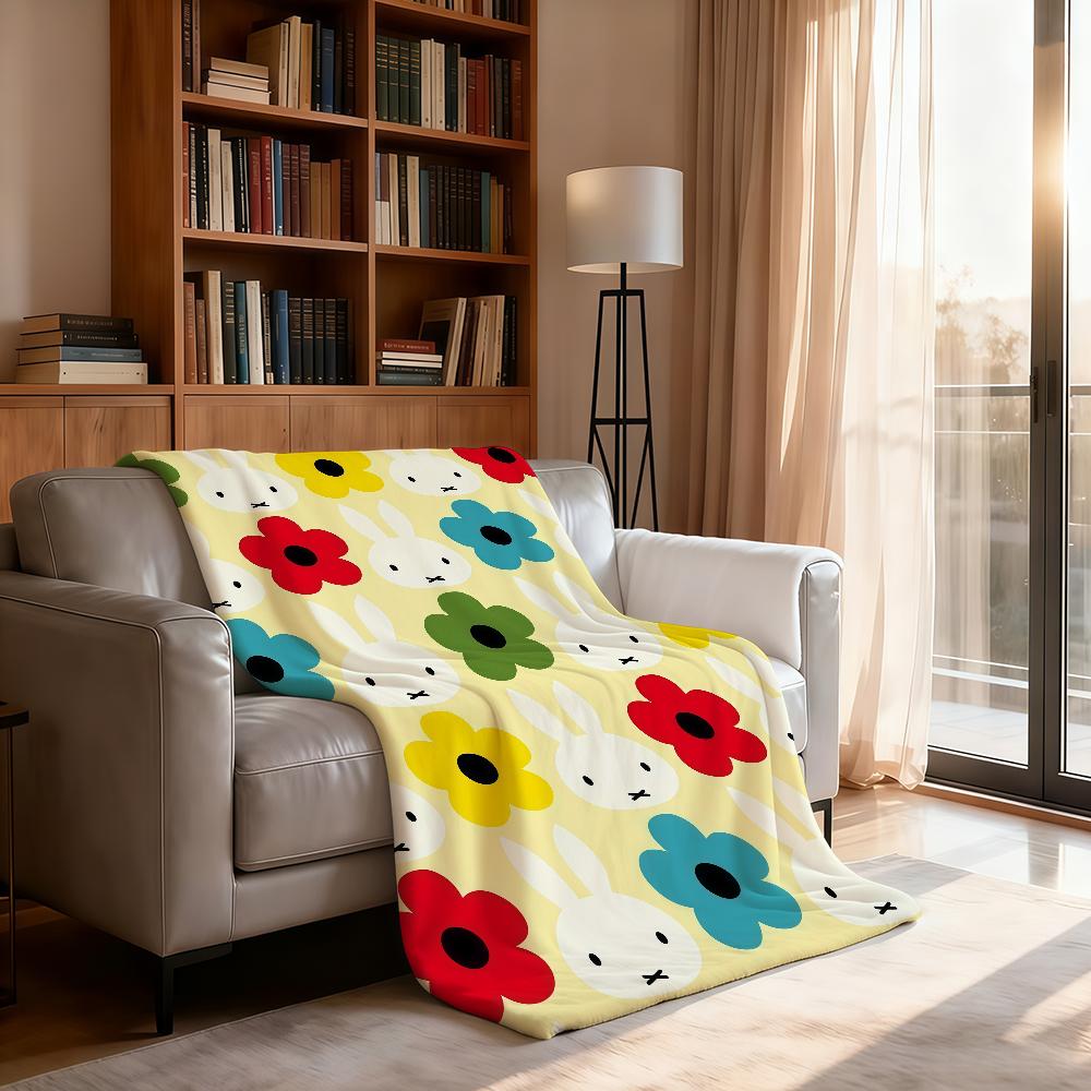 Cartoon Cute M-Miffy Kawaii Blanket Soft Throw Blanket for Home Bedroom Bed Sofa Picnic Travel Office Rest Cover Blanket Gift