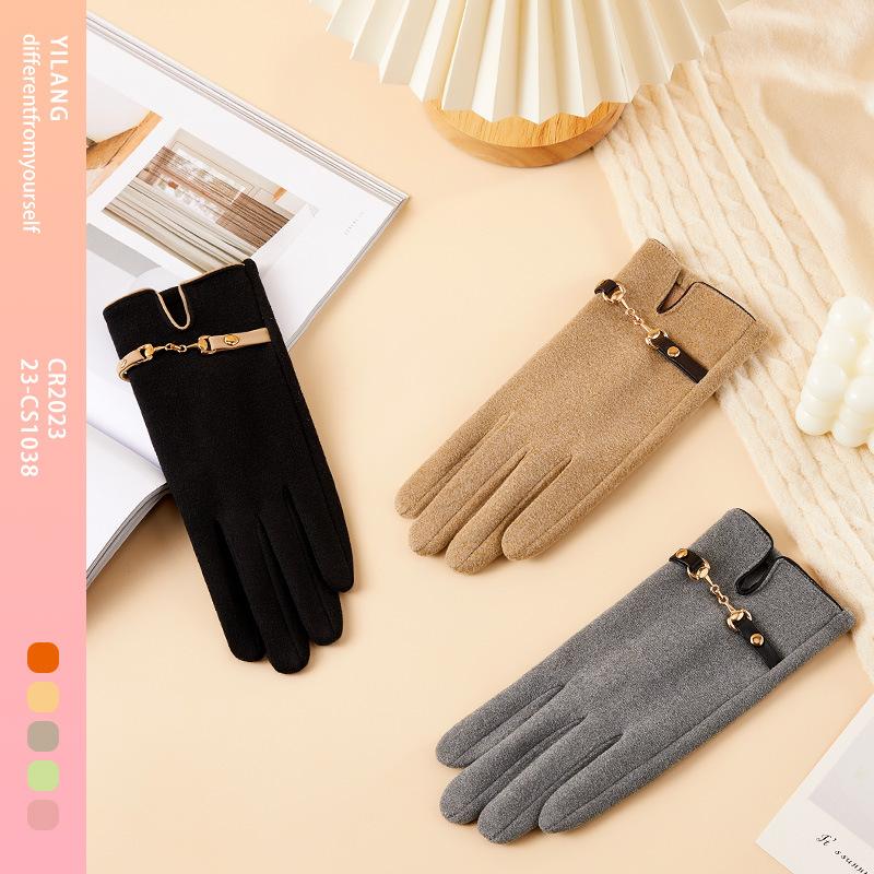 New Suede Warm Women's Cycling Autumn and Winter Gloves Plus Fleece Cold and Wind Wind Gloves