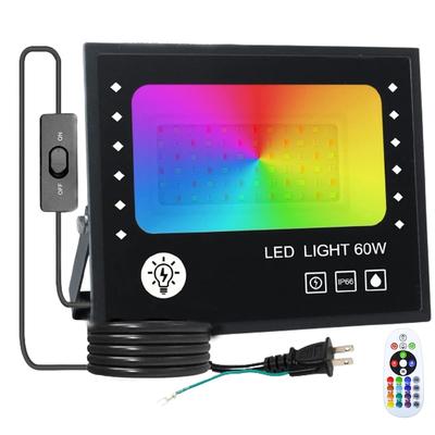 Neuestes RGB-Licht, 60 W RGB-Flutlicht, LED-Atmosphärenlicht, Gartenlicht im Freien, RGB-Schilderlicht, Landschaftsbeleuchtung, Bühnenbeleuchtung, heller als 300 W, IP66