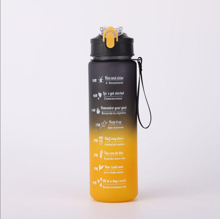 Large Capacity Sports Water Bottle Leak Proof Plastic Drinking Cup With Time Scale Suitable For Travel Fitness Sports