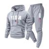 Men Women Hooded Sweatshirt Set With USA Flag Print Warm Fleece Lined Casual Sportswear Winter Outfit
