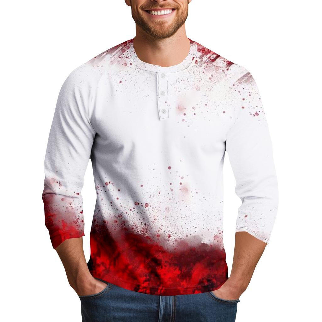 Men's Halloween Print Raglan Dralan Three-quarter Sleeve Casual Top