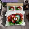 Portugal Nationalmannschaft 3-teiliges Bettwäsche-Set Weiches Bettbezug-Set mit Kissenbezügen Bedrucktes Schlafzimmer-Deko-Set für Zuhause