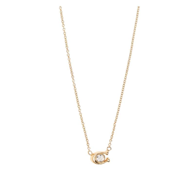 Coach Logo Design Brass Necklace Women's Gold