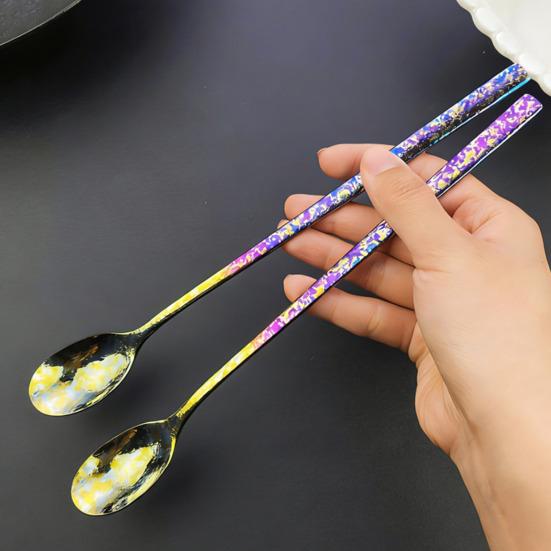 Stirring Spoon Extended Handle Titanium Stirring Spoon Milk Tea Coffee Dessert Ice Cocktail Spoon Kitchen Tool