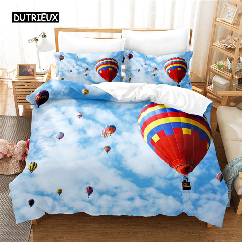 Heißluftballon Bettwäscheset Bettbezugset 3D Bettwäsche Digitaldruck Bettwäsche Queen Size Bettwäscheset Modisches Design