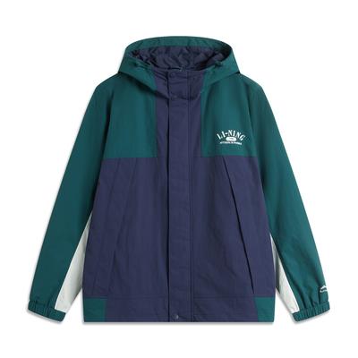 Li-Ning Lettuce Edge Water-Resistant Windbreaker With Hood Unisex Outerwear Reflection-Blue Deep-Navy-Blue Off-White AFDU927-1