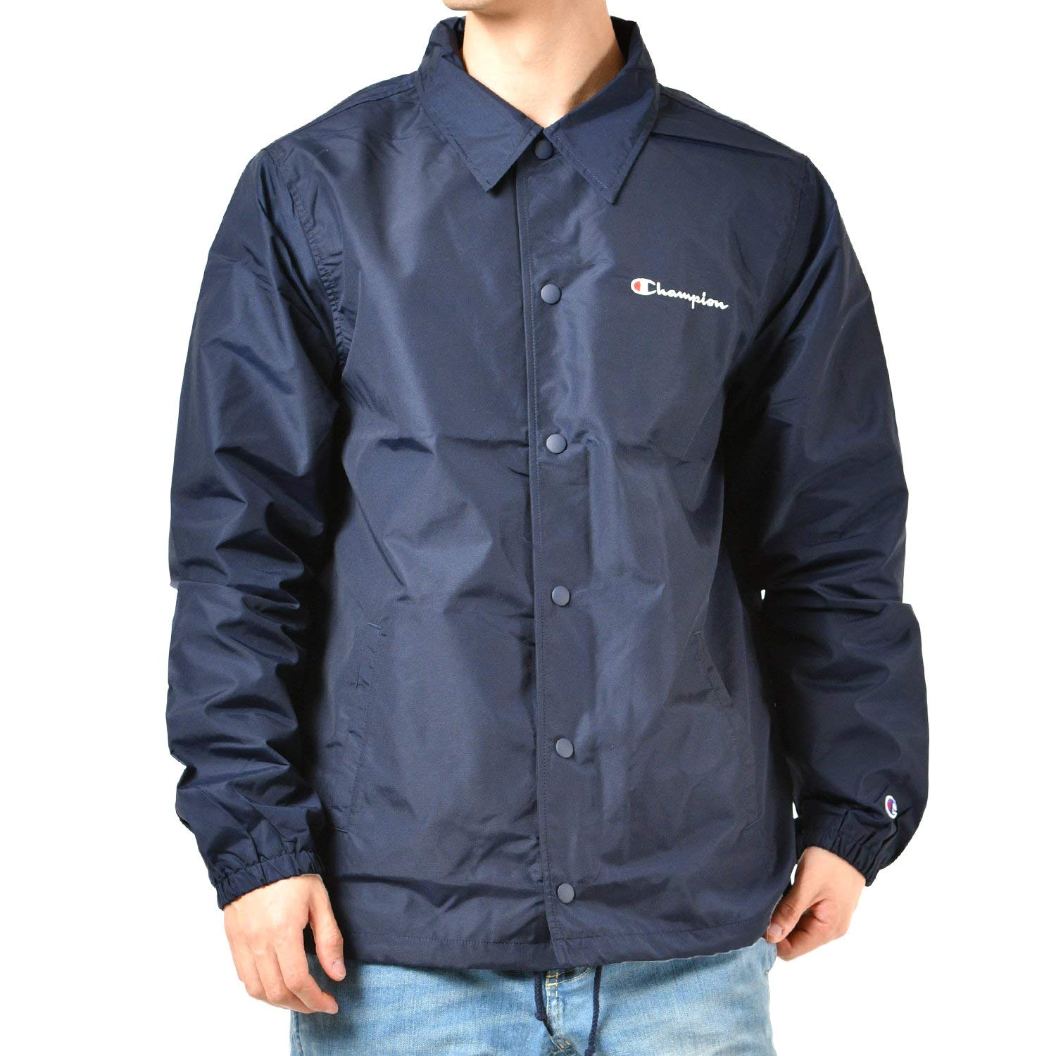 

Coach Jacket Outer Nylon Plain Taffeta Standard Mesh Lining Script Logo Embroidery Navy L [Champion] C3-R601 Men s Темно-синій