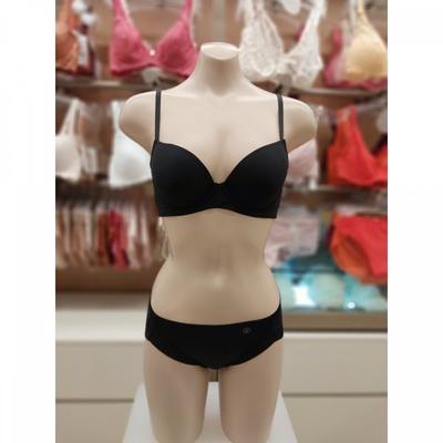 Black Simple Mold 3 4 Cup Bra Hem Panty Set  Abr4393abp4393h 