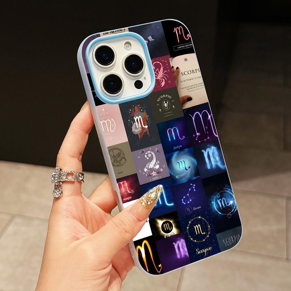 

Zodiac Sign Scorpio Phone Case for iPhone 17 16 15 14 13 12 11 Air Pro Max Plus Jelly Double layer Light Blue Cover iPhone 13