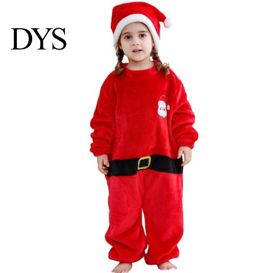 Soft Fleece Baby Christmas Outfit Kids Flannel Onesie, Santa Claus Costume Pajamas for Boys Girls, Jumpsuit Warm Holiday Party Sleepwear with Two Way
