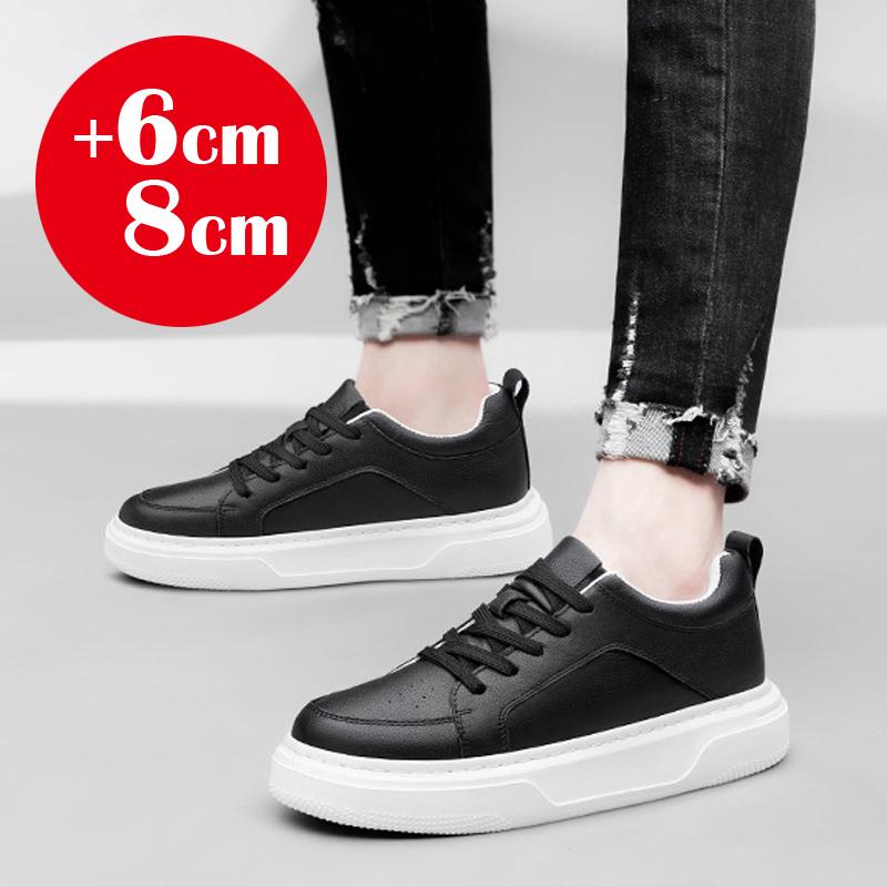 2025 Neue Herren Schuhe mit Höhenerhöhung 10cm unsichtbare Elevator-Sneaker weiß Leder Sport Zapatillas de Hombre Übergröße 46