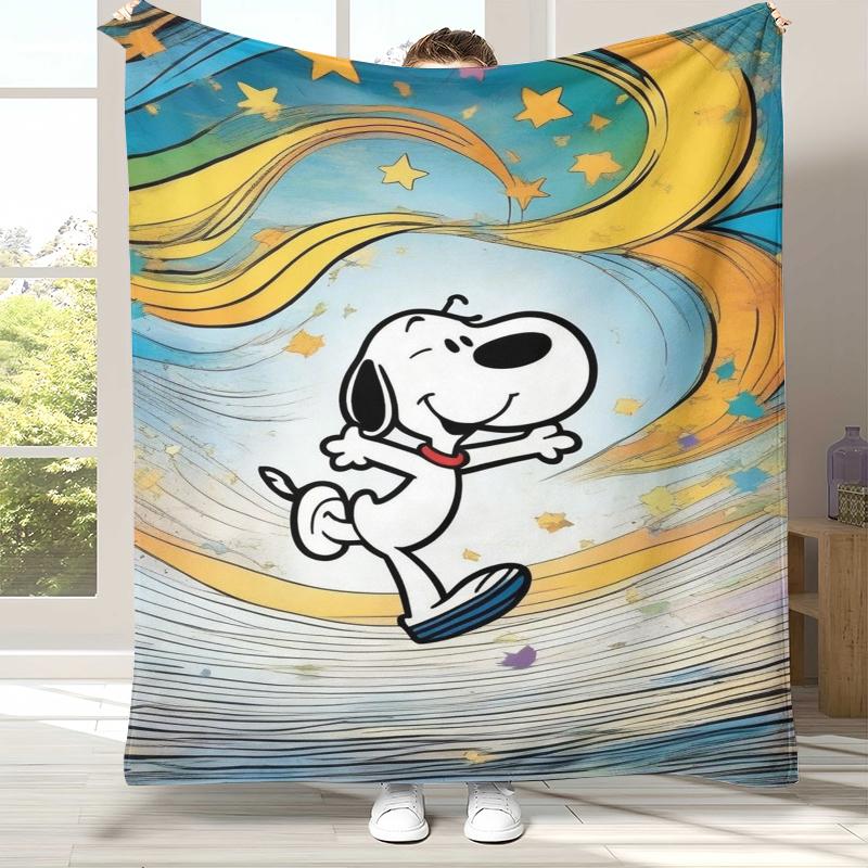 Cute Snoopy Dog Cartoon Flannel Blanket,Ultra Soft Warm Plush Throw for Home Bedroom Bed Sofa Cover Camping Picnic gift
