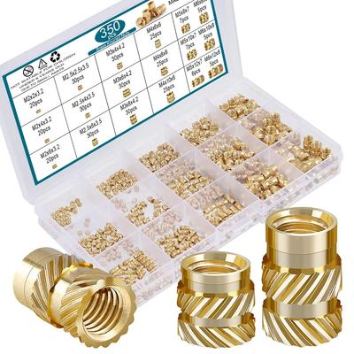350Pcs Hot Melt Injection Nut Set Double Twill Tuba Copper Nut Insert Copper Flower Mother Box