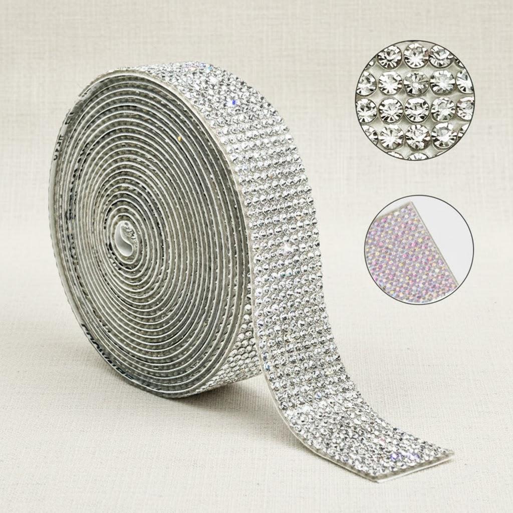 1 Roll Shining Rhinestone Sticker Self Adhesive Diamond Sticker DIY Decorative Stickers 4 8 10 14 Rows for Crafts Scrapbooking