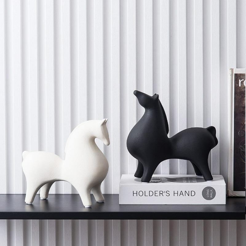 Modern Minimalist Abstract Ceramic Horse Statue for Living Room Entryway Bar Decor Housewarming Gift Contemporary Home Art