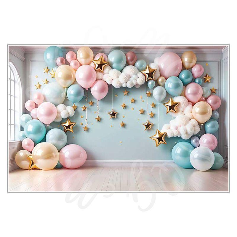 Balloon Cartoon Background Fabric for Pet Children's Birthday Party Decoration Wall Fabric, Photography and Photo-taking Background Fabric