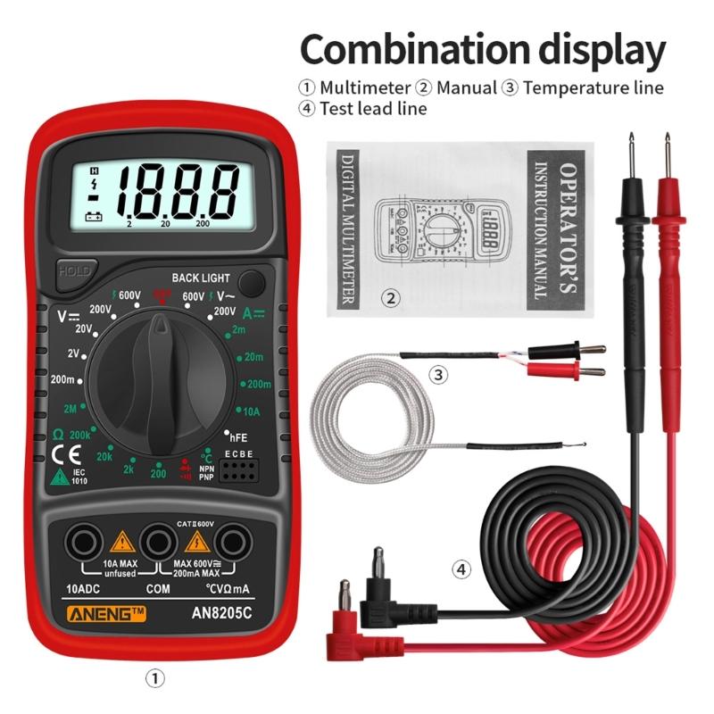 ANENG-AC/DC Ammeter Volt Ohm Tester Meter Diode-Audion Multimeter with Thermocouple Electrical Tester Meter 1999 Counts