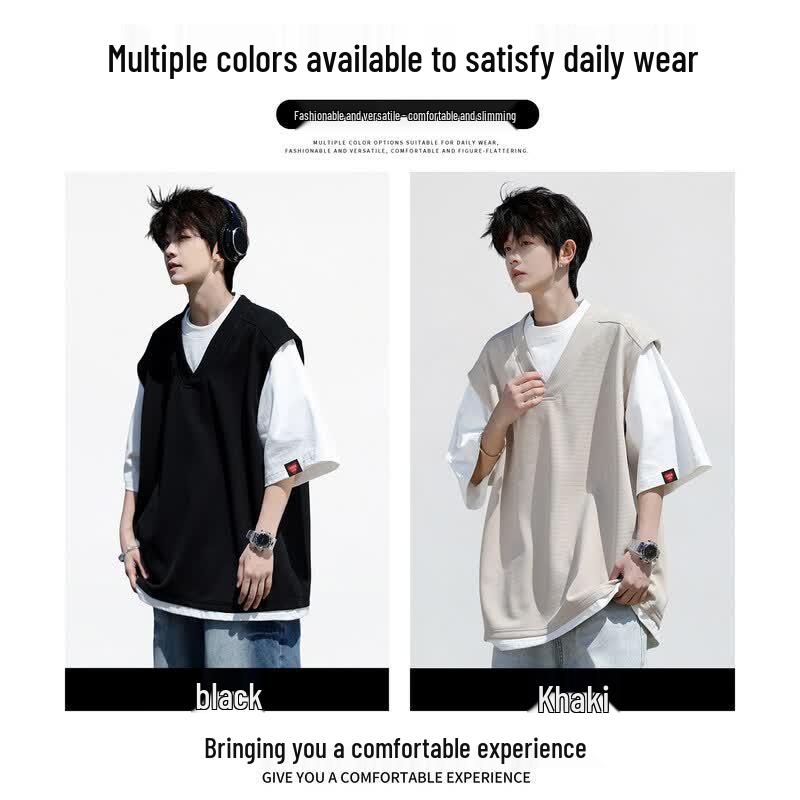 CHOCOOLATEit Men's Faux Two-Piece Breathable T-shirt