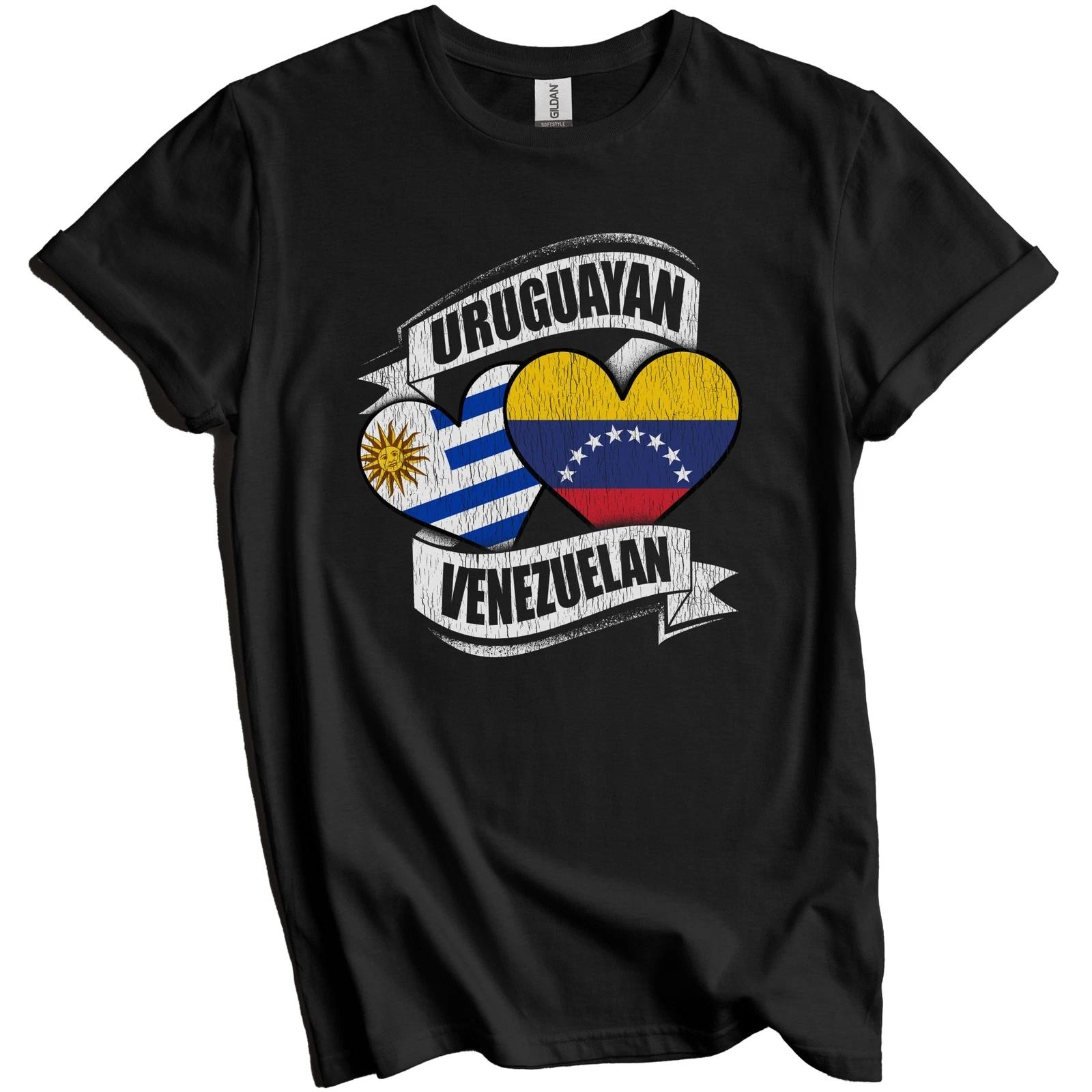 Uruguayan Venezuelan Hearts Uruguay Venezuela Flags T-Shirt S