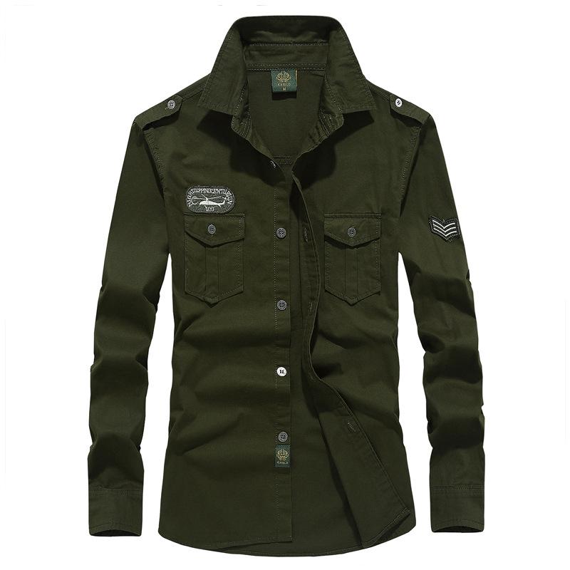 Men's Plus Size Cotton Long Sleeve Casual Shirt - Spring & Autumn