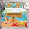 Hello Summer Duvet Cover Set Watercolor Watermelon Fruits Bedding Set Summer Holiday Theme Blue Rustic Cabin Comforter Cover