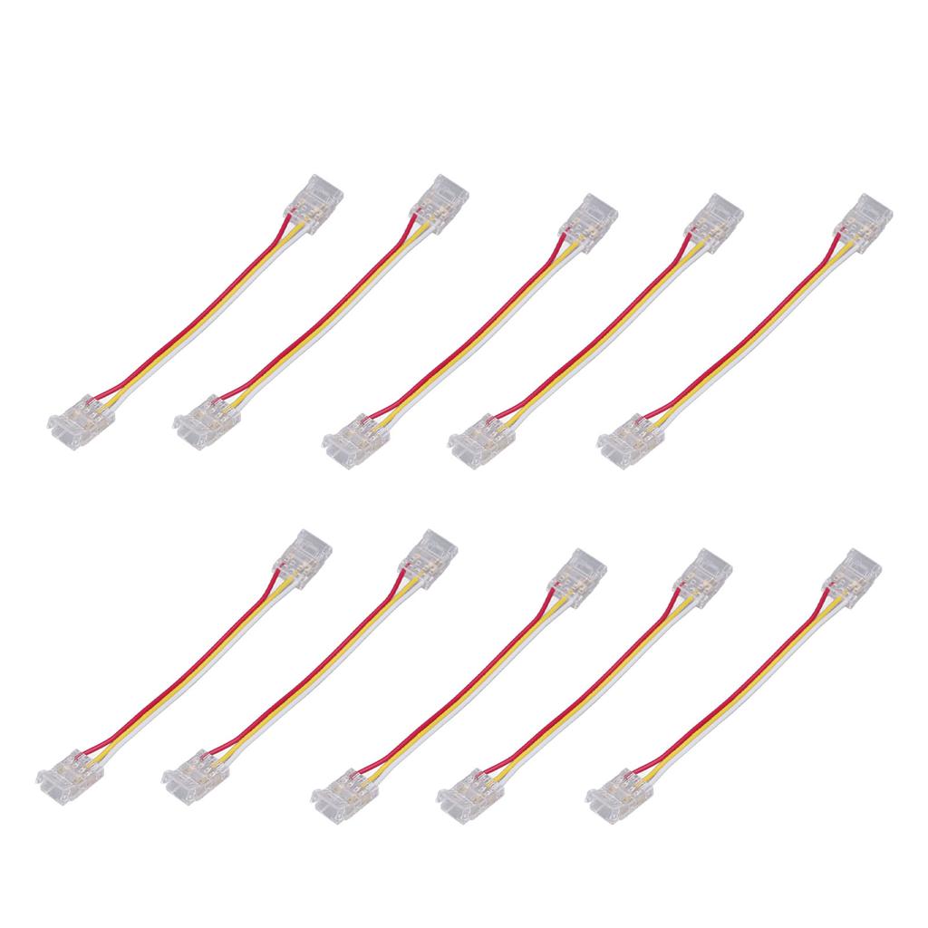 10 Stück LED-Streifenlicht-Verbinderset 3-polig 10 mm Schnellverbindung Starke Kompatibilität COB-Lichtstreifenverbinder für