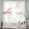 Rose Blume Zweig Vogel Sheer Voile Vorhang Fenster Behandlung Vorhänge Tüll Vorhänge für Wohnzimmer Schlafzimmer Chiffon Vorhänge